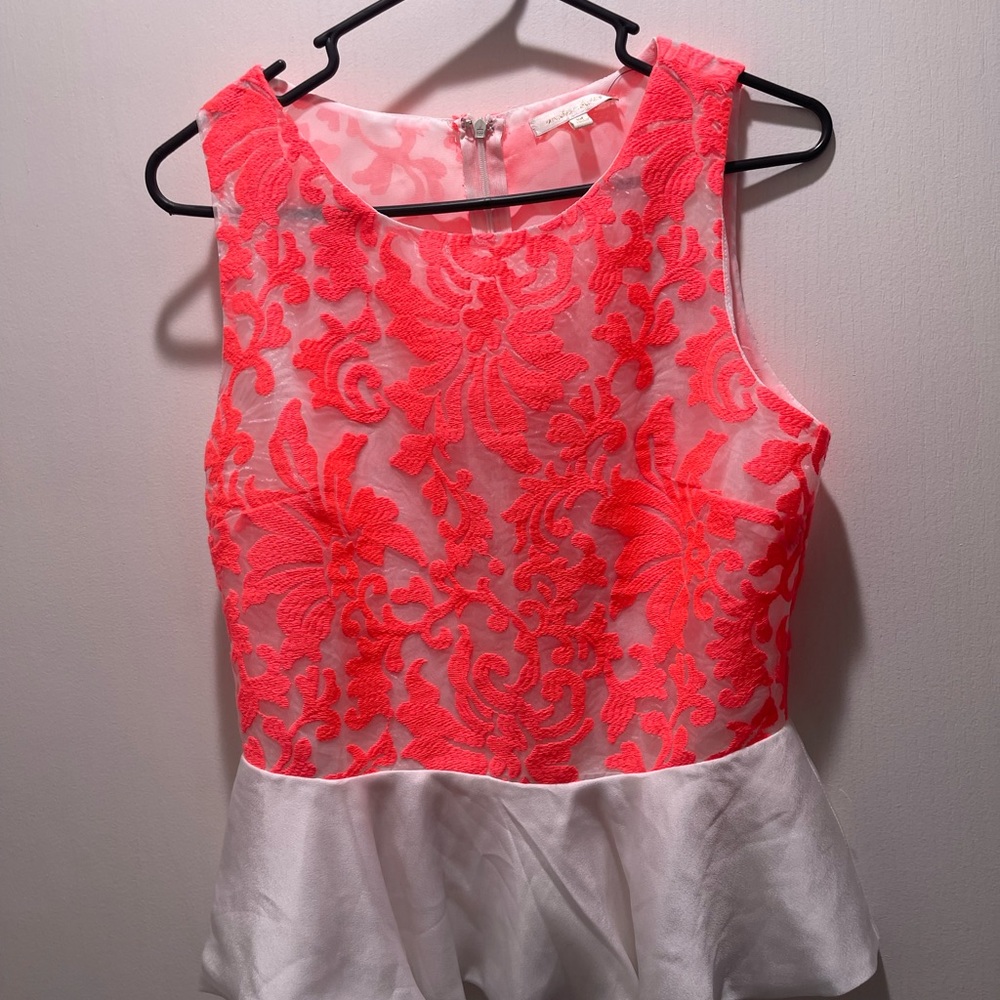 Pink peplum lace top
